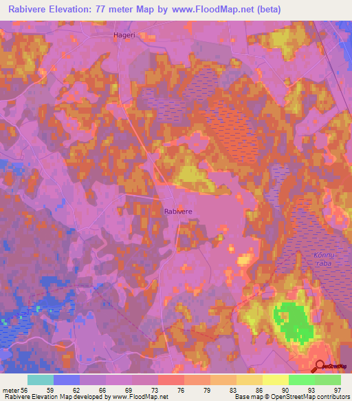 Rabivere,Estonia Elevation Map