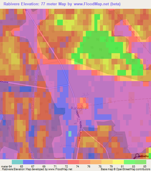 Rabivere,Estonia Elevation Map