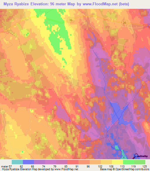 Myza Ryabize,Estonia Elevation Map