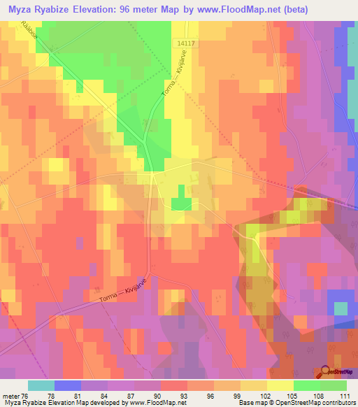 Myza Ryabize,Estonia Elevation Map