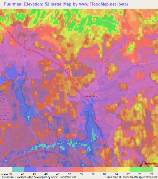 Puurmani,Estonia Elevation Map