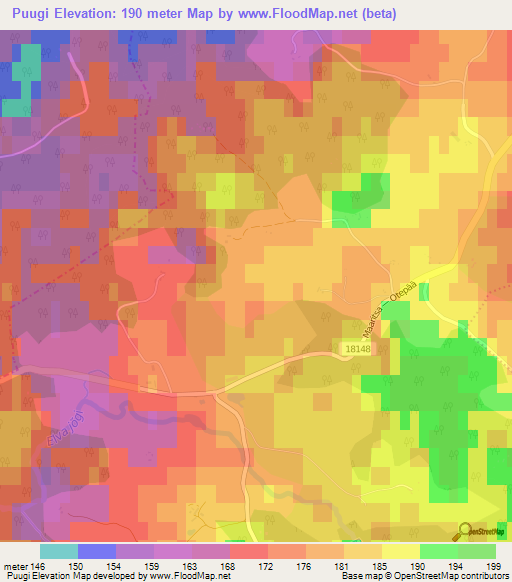 Puugi,Estonia Elevation Map
