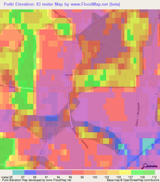 Putki,Estonia Elevation Map
