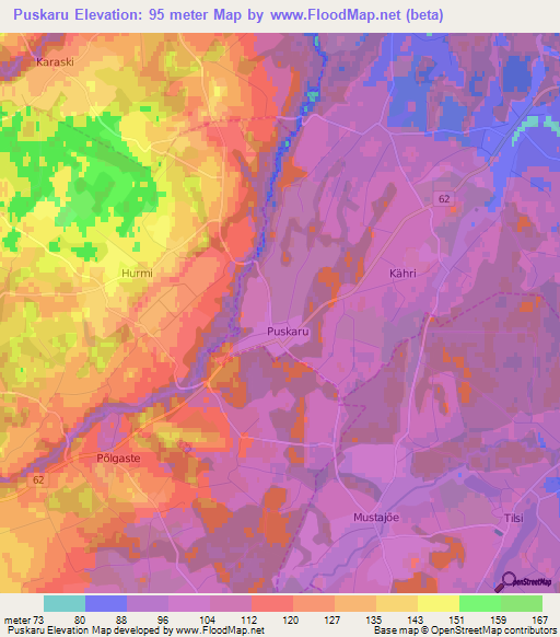 Puskaru,Estonia Elevation Map
