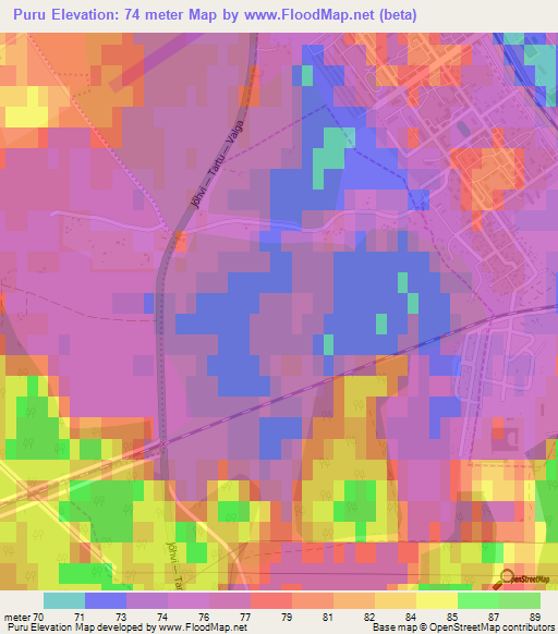 Puru,Estonia Elevation Map