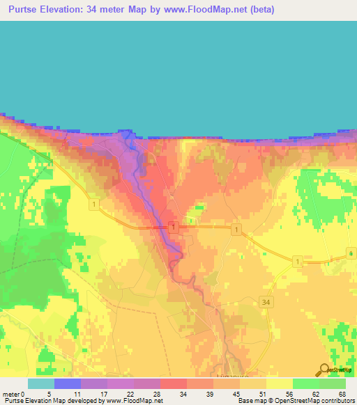Purtse,Estonia Elevation Map