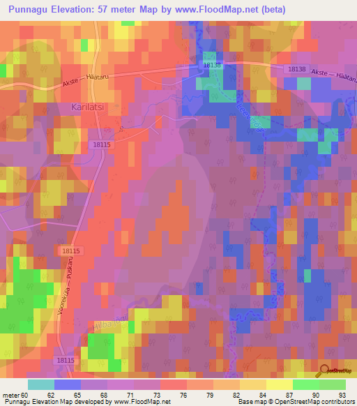 Punnagu,Estonia Elevation Map