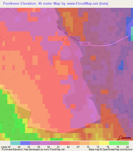 Punikvere,Estonia Elevation Map