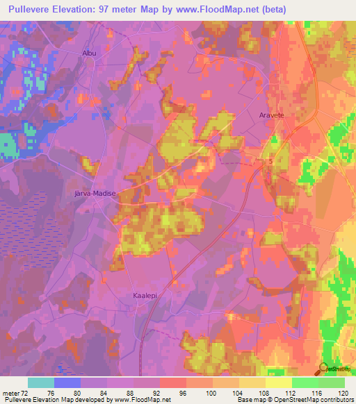 Pullevere,Estonia Elevation Map