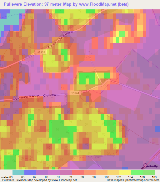 Pullevere,Estonia Elevation Map