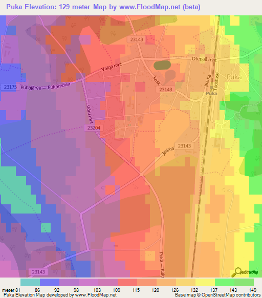 Puka,Estonia Elevation Map