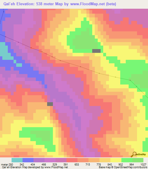 Qal`eh,Iran Elevation Map