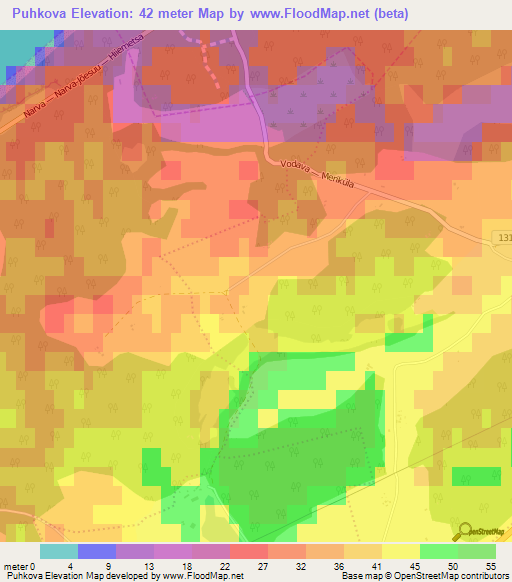 Puhkova,Estonia Elevation Map