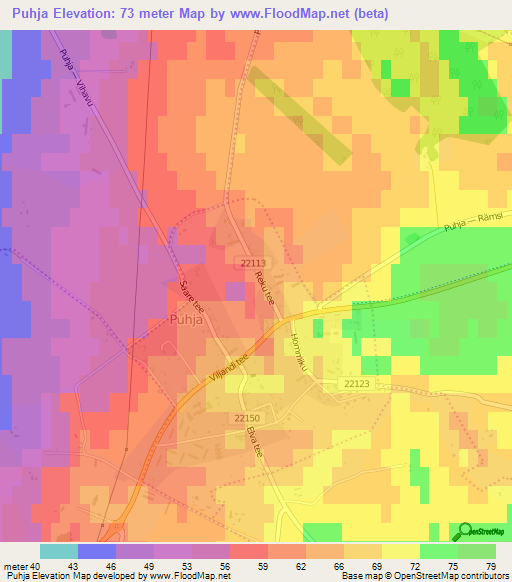 Puhja,Estonia Elevation Map