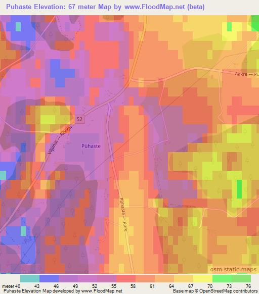 Puhaste,Estonia Elevation Map