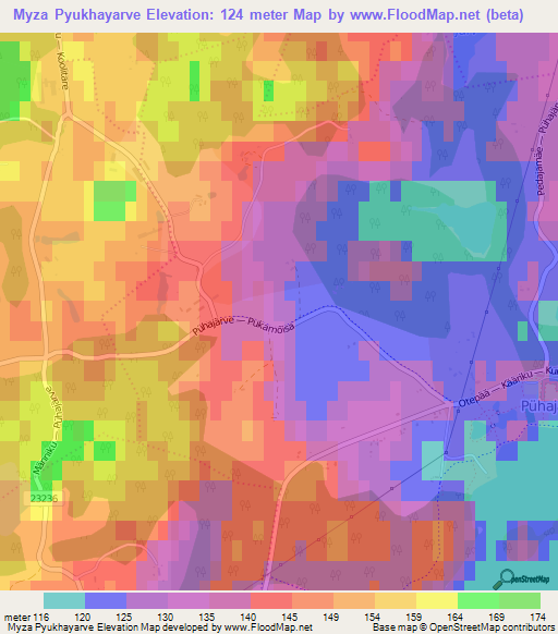Myza Pyukhayarve,Estonia Elevation Map