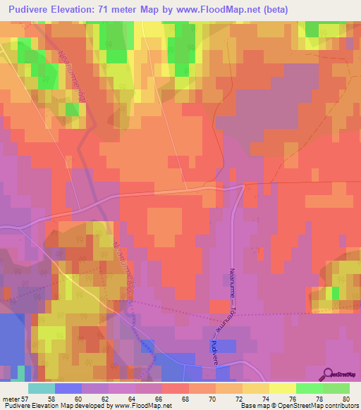 Pudivere,Estonia Elevation Map