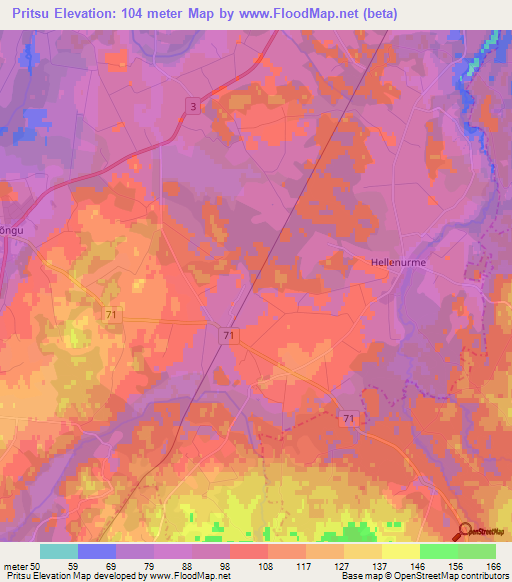 Pritsu,Estonia Elevation Map