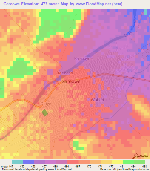 Garoowe,Somalia Elevation Map