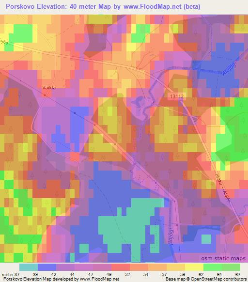 Porskovo,Estonia Elevation Map