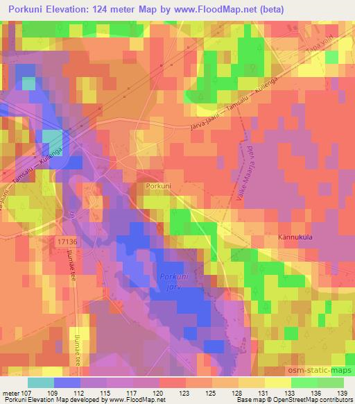 Porkuni,Estonia Elevation Map