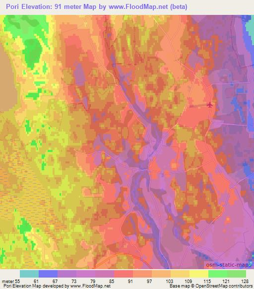 Pori,Estonia Elevation Map