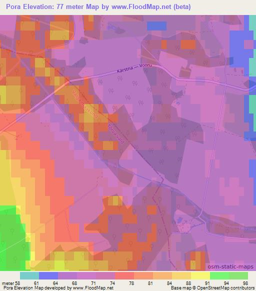 Pora,Estonia Elevation Map