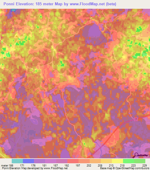 Ponni,Estonia Elevation Map