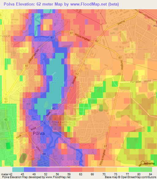 Polva,Estonia Elevation Map