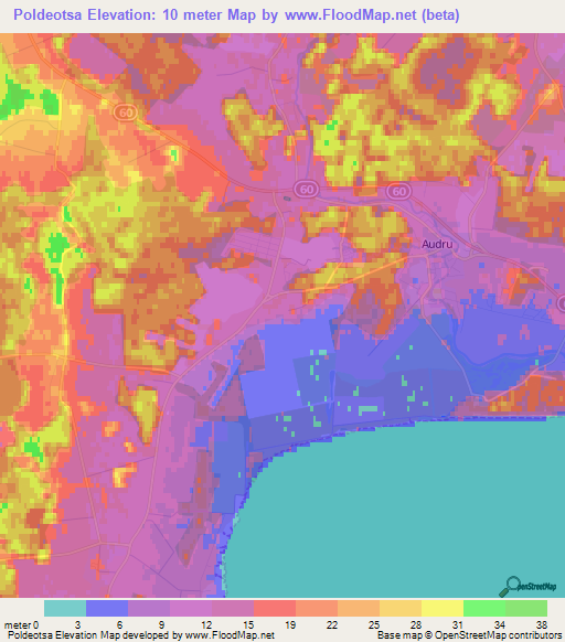 Poldeotsa,Estonia Elevation Map
