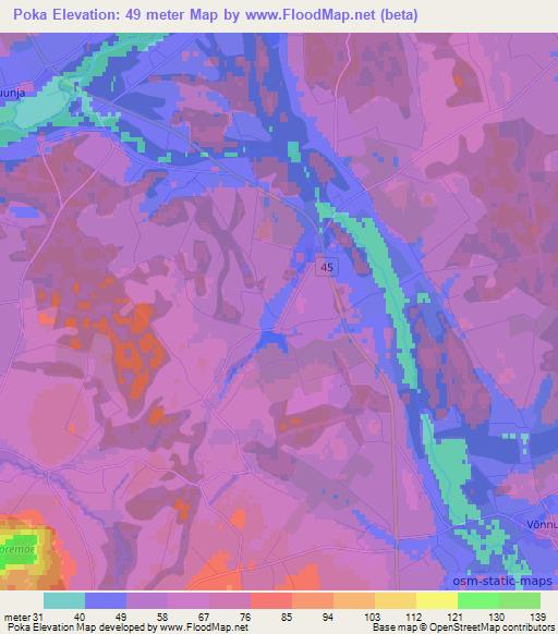 Poka,Estonia Elevation Map