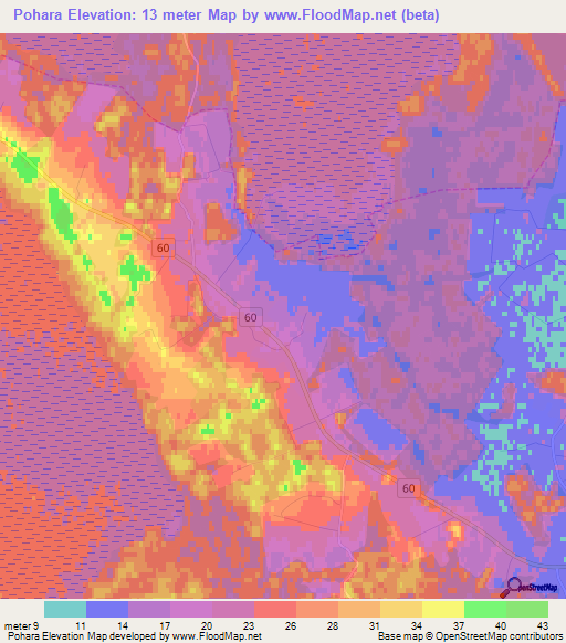 Pohara,Estonia Elevation Map