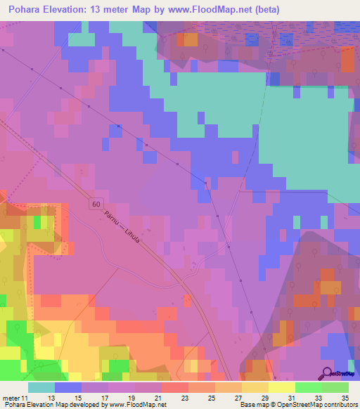 Pohara,Estonia Elevation Map