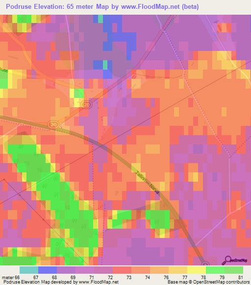 Podruse,Estonia Elevation Map