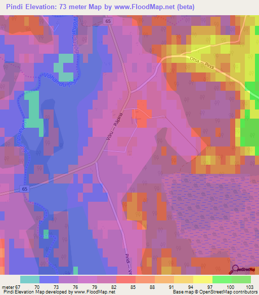 Pindi,Estonia Elevation Map