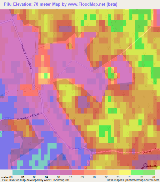 Pilu,Estonia Elevation Map