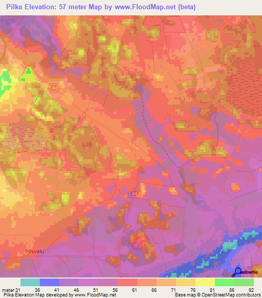 Pilka,Estonia Elevation Map