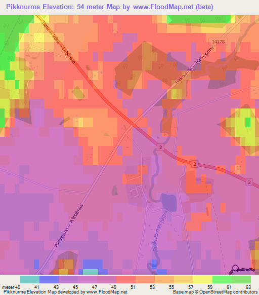 Pikknurme,Estonia Elevation Map