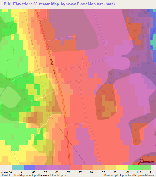 Piiri,Estonia Elevation Map