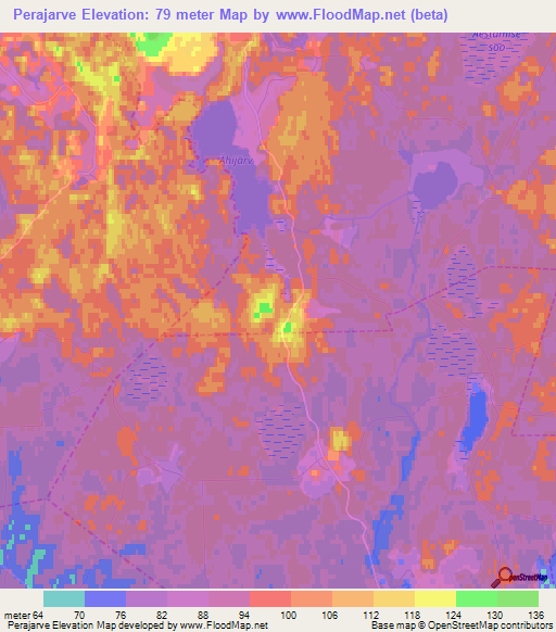 Perajarve,Estonia Elevation Map
