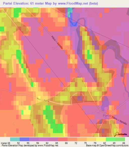 Partsi,Estonia Elevation Map