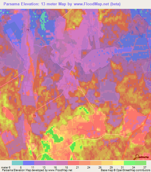 Parsama,Estonia Elevation Map