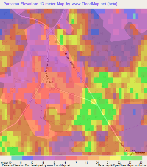 Parsama,Estonia Elevation Map