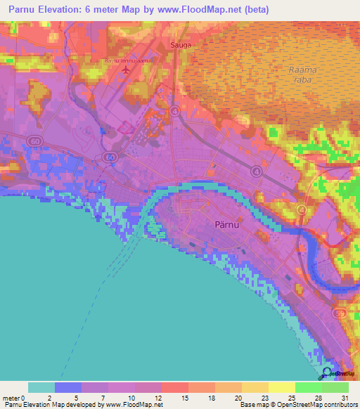 Parnu,Estonia Elevation Map