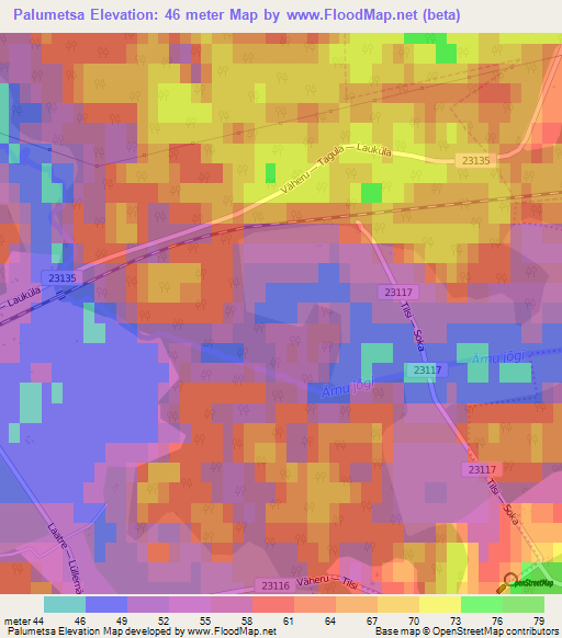 Palumetsa,Estonia Elevation Map