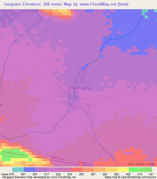 Gargaara,Somalia Elevation Map