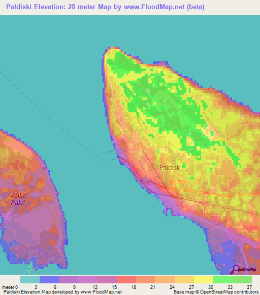 Paldiski,Estonia Elevation Map