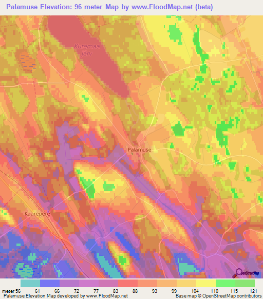 Palamuse,Estonia Elevation Map