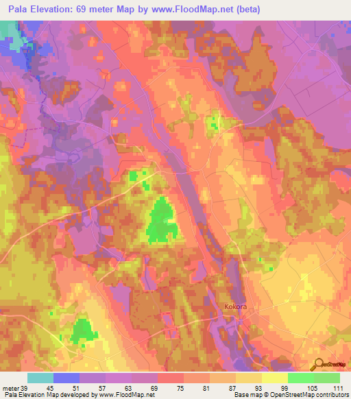 Pala,Estonia Elevation Map