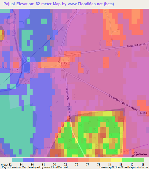 Pajusi,Estonia Elevation Map